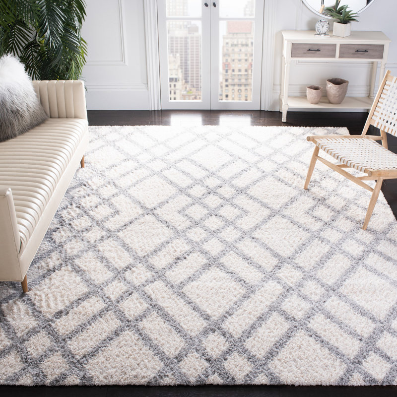 Gracie Oaks Novotny Power Loom Performance Cream/Gray Rug & Reviews